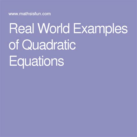 Real World Examples Of Quadratic Equations Tessshebaylo