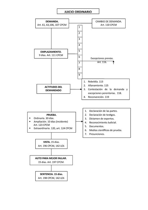 Esquemas De Demandas En Genarl 1 2 3 4 5 6 7 8 9 Juicio Ordinario