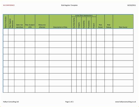 Risk Register Template Excel Project Risk Assessment Template In Excel