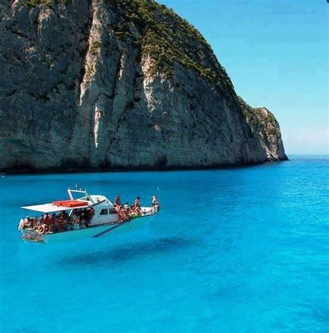 Zakynthos Island Greece The Water Is So Clear It Looks Like The Boat
