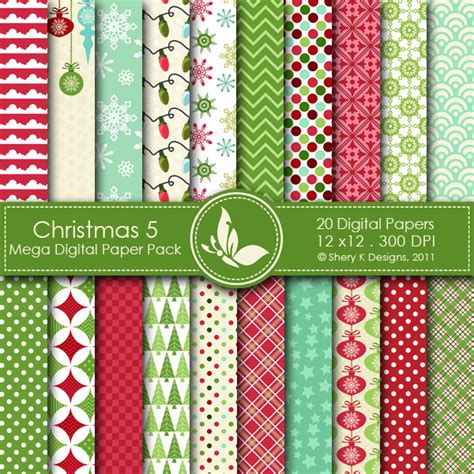 Christmas 5 Digital Paper Pack Shery K Designs