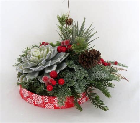 Christmas Succulent Centerpiece Holiday Decor Floral Etsy Christmas