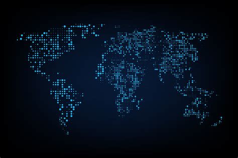 Dotted World Map Abstract Computer Graphic World Map Of Blue Round