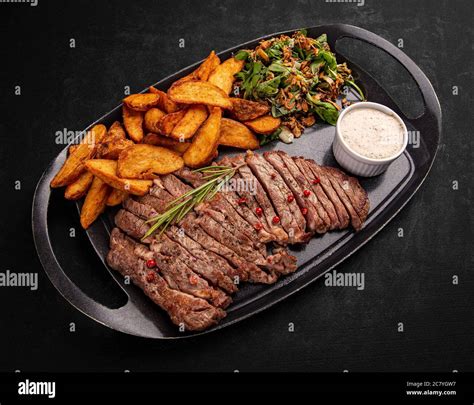 Sliced Grilled Beef Steak Stock Photo Alamy