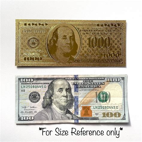 1k 1000 Gold Foil Dollar Bill Placeholders Prop Money Etsy