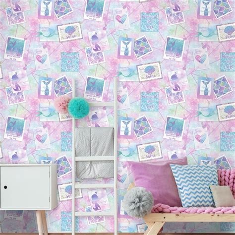 Check out the selection of mermaid wallpaper as well as mermaid decals to decorate your home with. Be More Mermaid Wallpaper Multi Holden 12790 | Mermaid ...