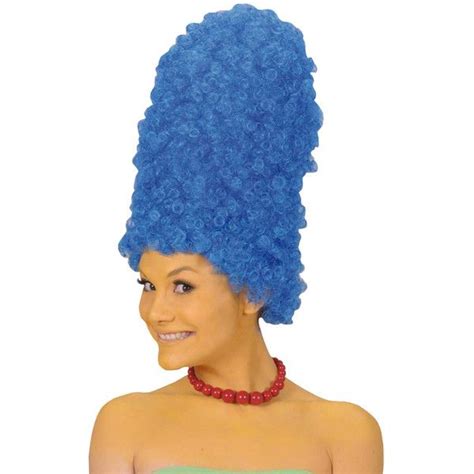 Tall Blue Curly Beehive Wig Marge Simpson Fancy Dress Cartoon Costume Accessory Beehive Wigs