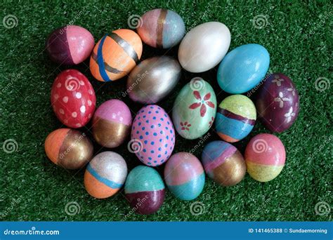 Colorful Fancy Easter Egg Painting Festive Holiday Event Concept Stock