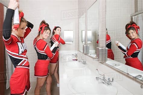 Cheerleaders In Restroom Stock Photo Dissolve