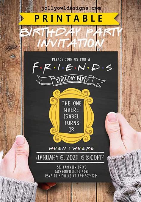 Friends Tv Show Party Invitation Jolly Owl Designs