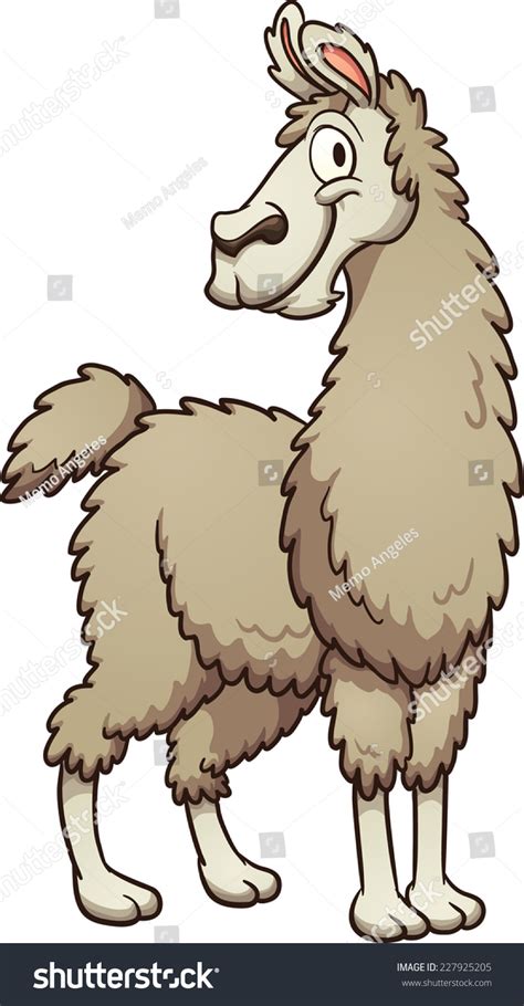 Smiling Cartoon Llama Vector Clip Art Stock Vector 227925205 Shutterstock