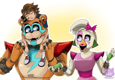 Freddy Fazbear Glamrock Freddy Gregory Chica And Glamrock Chica Five Nights At Freddy S And