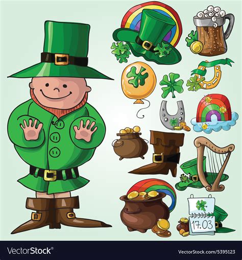 Set Of St Patricks Day Symbols Royalty Free Vector Image