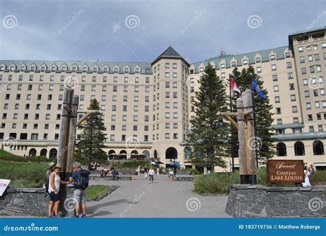 Entrance To Fairmont Chateau At Lake Louise In Alberta Canada
