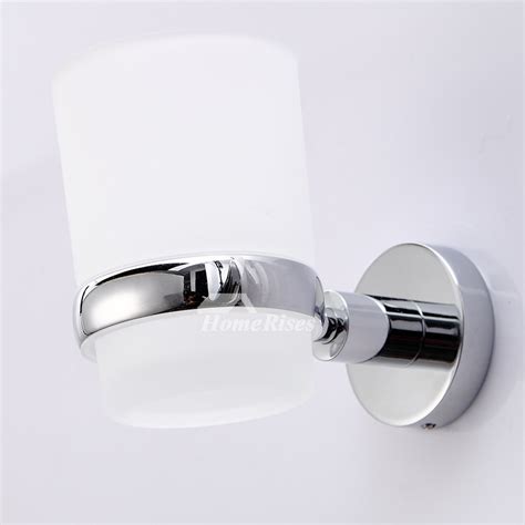 Polished chrome bathroom wall mount toothbrush holder double ceramic cup fba796. LTJ Bathroom Toothbrush Holder Glass Brass Chrome Wall ...