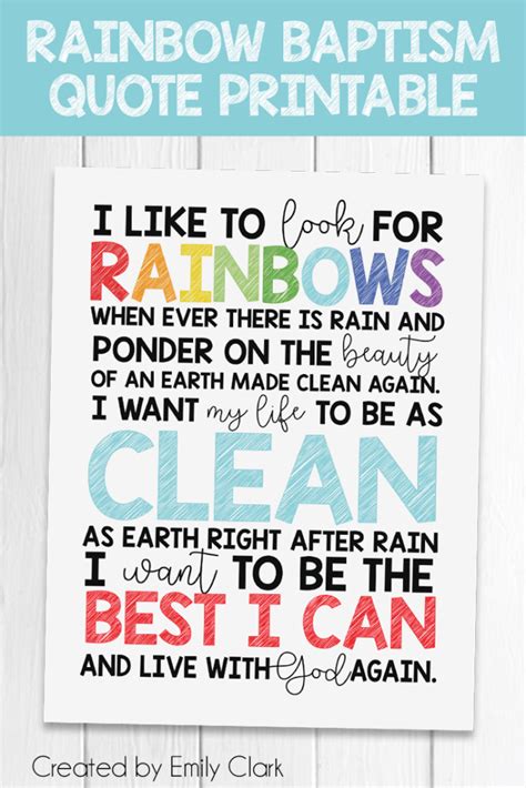Rainbow Baptism Quote Printable From Emily Clark Baptism