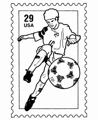 Coloring Stamp Soccer Office Olympic Postage Clipart