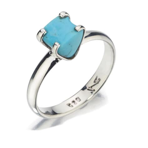 Mexican Silver And Turquoise Prong Ring Handmade Turquoise Ring