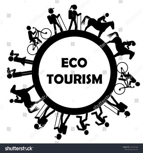 Eco Tourism Icon Stylized Tourists Photographers Stock Illustration
