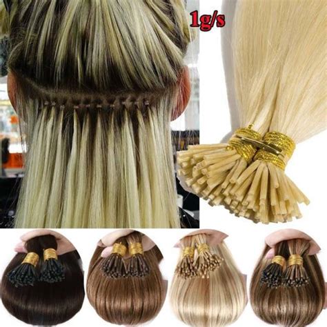 100 Strands I Tip Stick Hair Real Human Hair Extensions Micro Ring