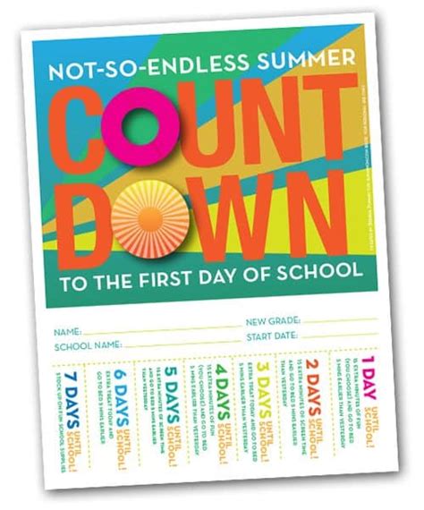 Back To School Countdown Poster Printable Alpha Mom