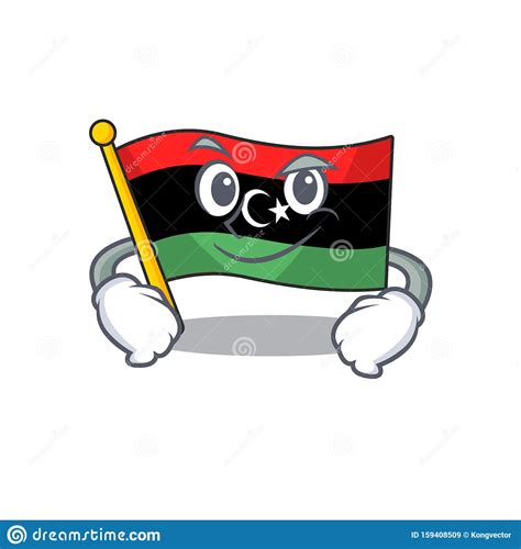 Smirking Flag Libya Cartoon Isolated The Mascot Stock Vector