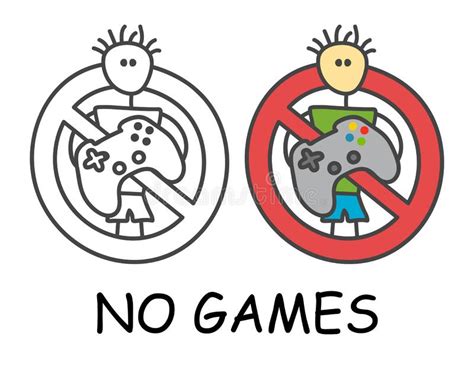 Funny Vector Stick Man With A Gamepad In Children S Style Do Not Play