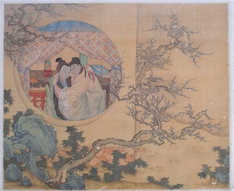 A Fine Th Century Chinese Erotic Watercolour Painting Qianlong