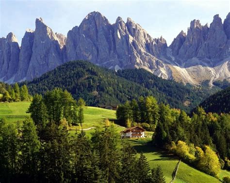Idyllic Mountain Scenery In The Dolomites Santa Maddalena Village And
