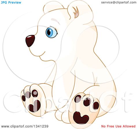 Clipart Of A Cute Baby Polar Bear Cub Sitting And Facing