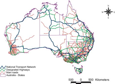 The Australian Main Road Network Showing All Main Roads Designated
