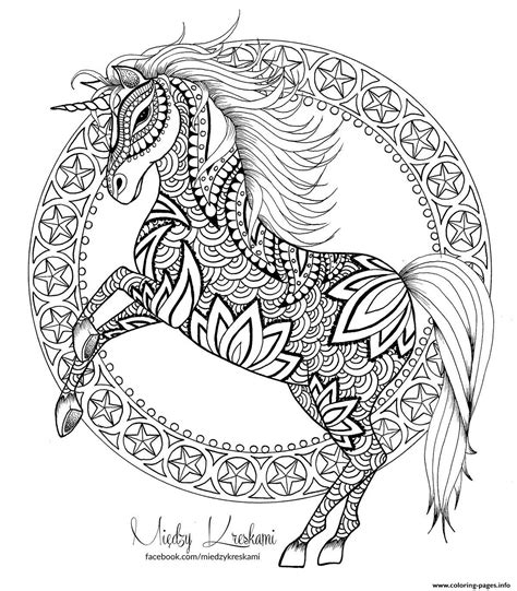 Mandala Unicorn Adult Coloring Page Printable