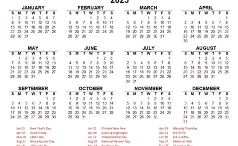 2023 Calendar With Philippines Holidays Pdf Free Printable Templates