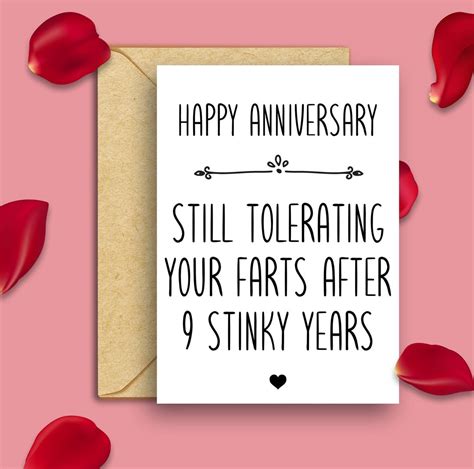 funny 9th anniversary card funny 9 years anniversary card etsy