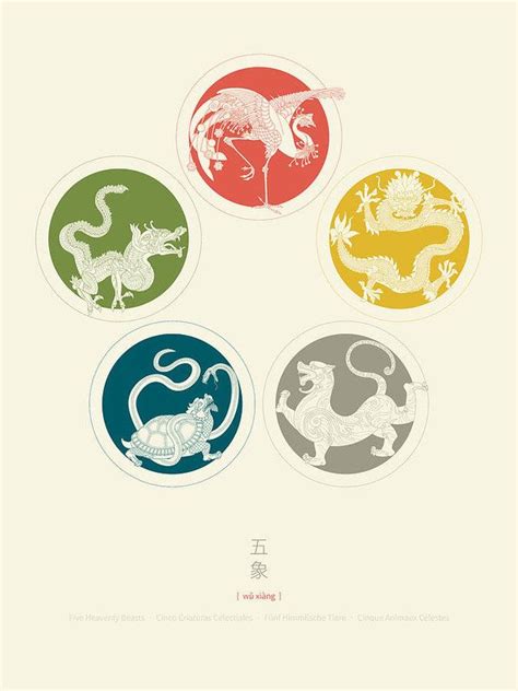 Five Heavenly Beasts Nature Art Prints Chinese Patterns Chinese Design