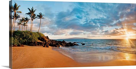 Hawaii Maui Makena Secret Beach At Sunset Wall Art Canvas Prints
