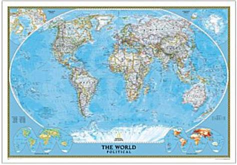 National Geographic Re0622008t World Classic Enlarged Laminated And Tubed Wall Map Wide