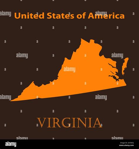 Orange Virginia Map Vector Illustration Simple Flat Map Of Virginia