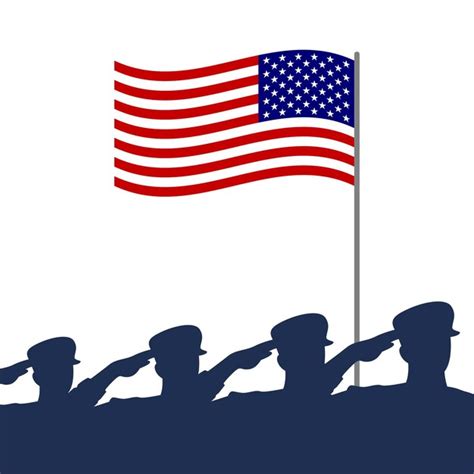 Premium Vector Saluting Soldier Silhouette With American Flag
