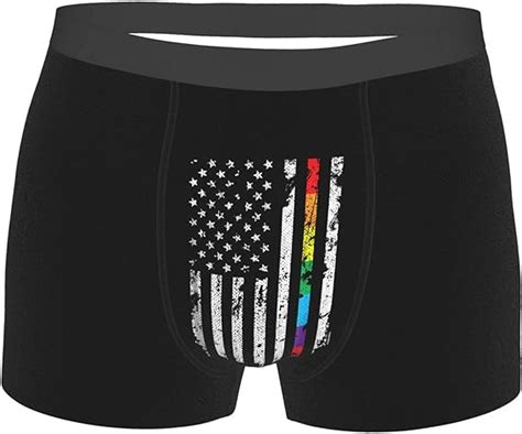 Amazon Com Gay Pride Thin Rainbow Line American Flag Boxers For Men