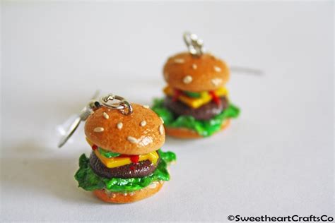 Cheeseburger Earrings Polymer Clay Earrings Kawaii Jewelry Etsy Canada