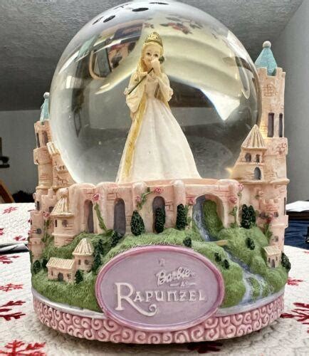 Disney Barbie As Rapunzel Musical Castle Snow Globe Excellent
