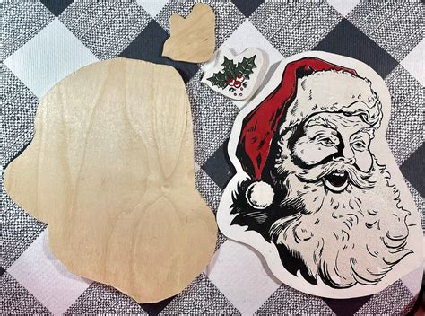 Joyful Christmas Santa Wood Cutout Large Santa Wood Etsy