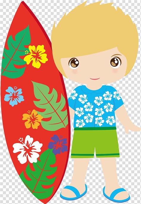 Boy Holding Surfboard Art Hawaiian Aloha Tiki Aloha Transparent