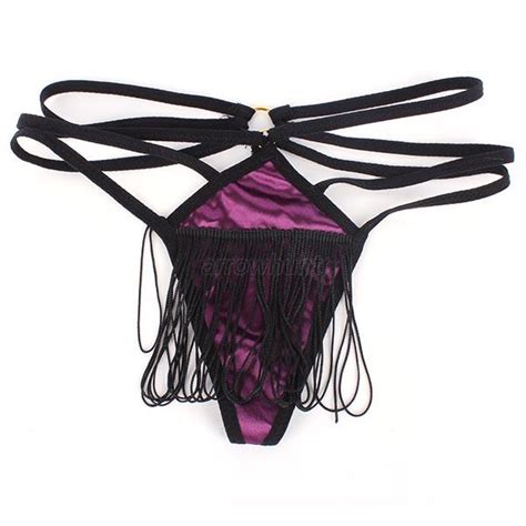 Womens Crotchless Thong Sexy Panties G String Panty Rope Tassel Briefs