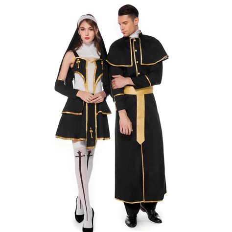 Adult Men Christian Missionaries Preacher Pastor Priest Cosplay Costume Halloween Purim Party