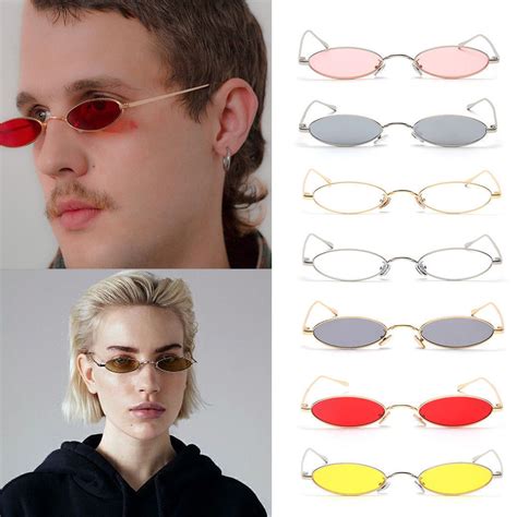Fashion Mens Womens Retro Small Oval Sunglasses Metal Frame Shades