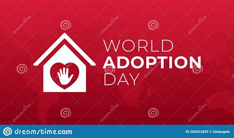 World Adoption Day Background Illustration With House And Heart Stock