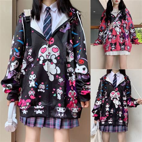 Japanese Kawaii Girl Kuromi Uniform Cardigan Harajuku Hoodie Shopee