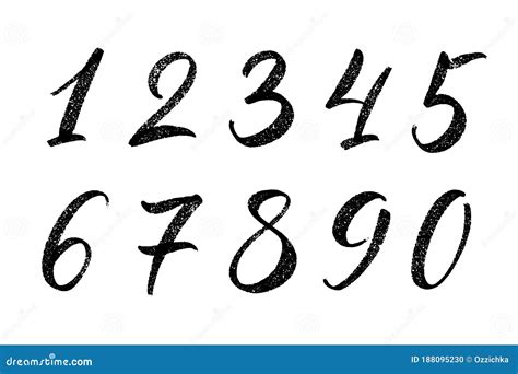 Vector Set Of Calligraphic Hand Written Numbers Design Elements Brush